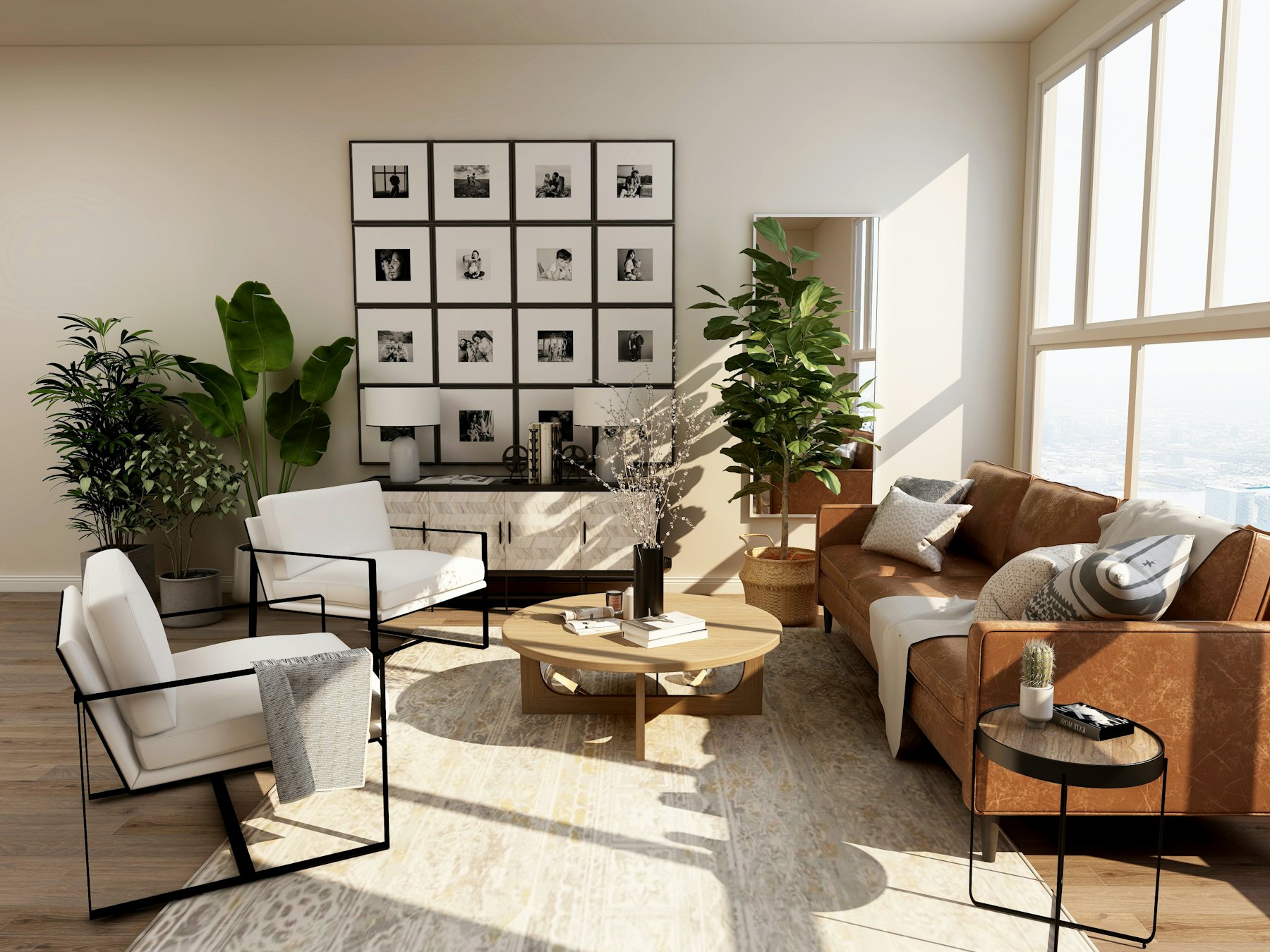 Elegant living room with natural light